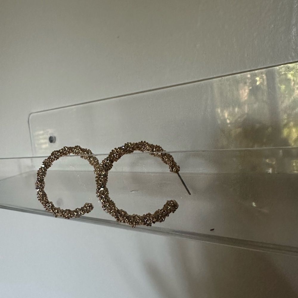 Gold Sparkle Hoop Earrings